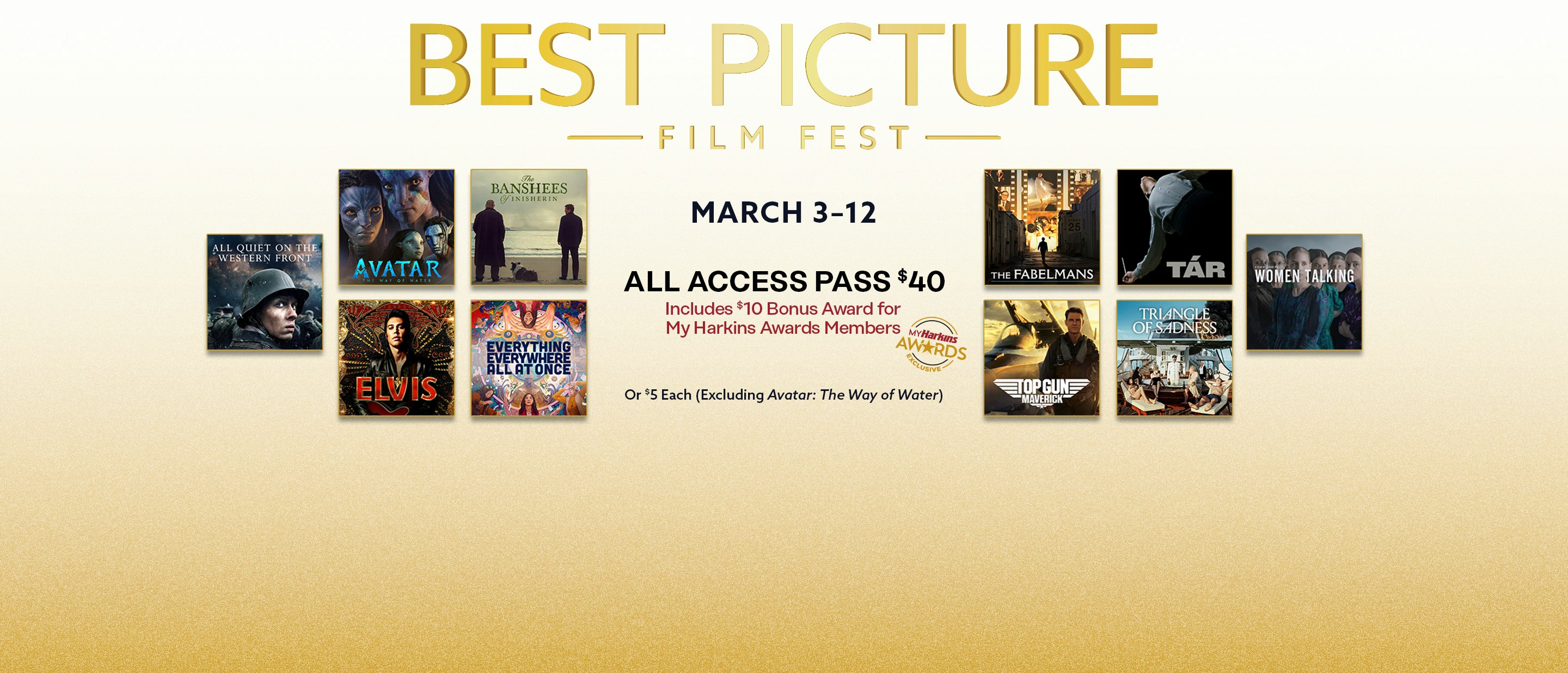 10 Oscar nominated film posters featured in Harkins Best Picture Film Festival. Get Tickets Now!